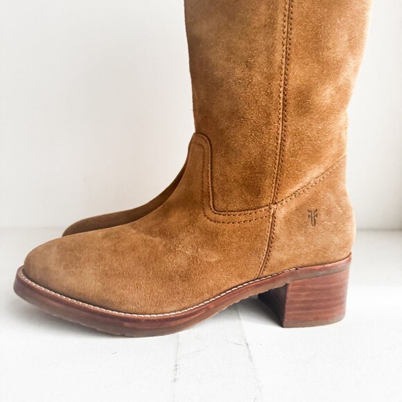 Frye Camryn Tall Pull On Unlined Suede Boots Dune Brown 10 - Picture 2 of 7